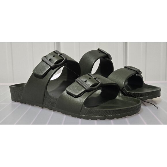 Goodfellow Carson Men's Dual Band Olive Green Slide In Sandals - Picture 1 of 7